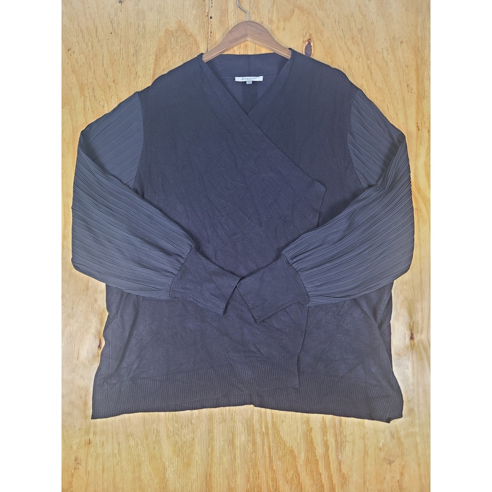 Siani Milano Pleated Sleeve Knit Sweater Wm 2X Black Wrap Minimal Corporate Goth